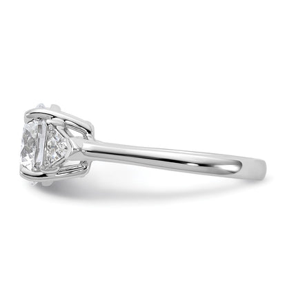 14K White Gold 3 1/8 carat Certified Lab Grown Diamond VS+ F+ Round and Triangle Complete Three Stone Engagement Ring