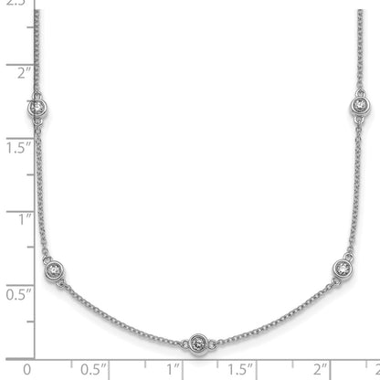 14K White Gold Complete 1/2 carat Bezel-set Diamond and Cable Chain 15-Station 18 Inch Necklace