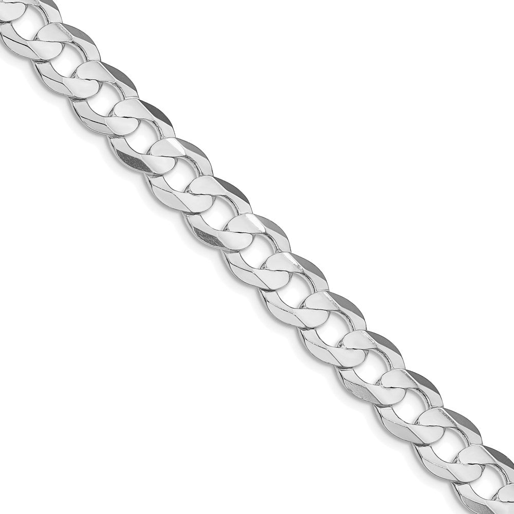 Sterling Silver Rhodium-plated 9.75mm Concave Beveled Curb 20 Inch Chain