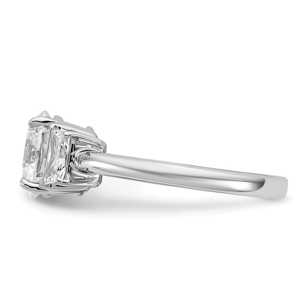 14K White Gold 1/2 carat Lab Grown Diamond VS+ F+ Trapezoid Sidestones Holds 2 carat Round Center Semi Mount Engagement Ring