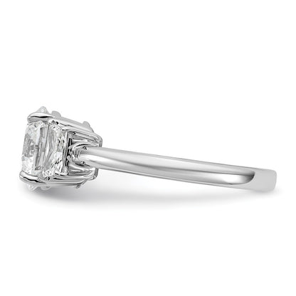 14K White Gold 1/2 carat Lab Grown Diamond VS+ F+ Trapezoid Sidestones Holds 2 carat Round Center Semi Mount Engagement Ring