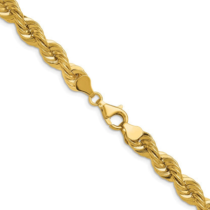 14K Yellow Gold 7.5mm Regular Rope 24 Inch Chain