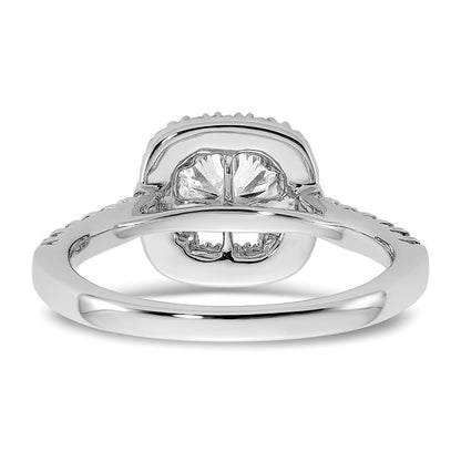 True Origin 14K White Gold 3/8 carat Lab Grown Diamond VS+ F+ Semi-Mount Cushion Halo Engagement Ring