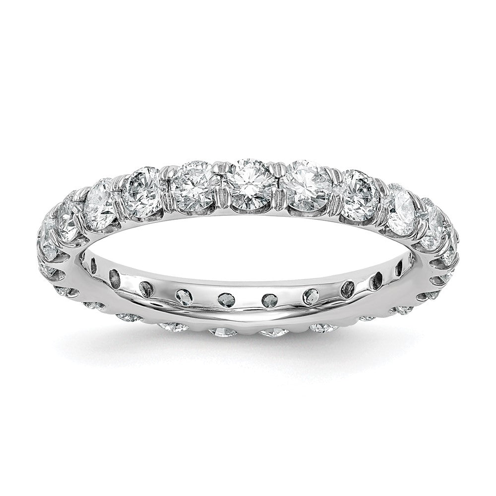 14K White Gold Polished Size 7 U-Shared Prong 2 carat Diamond Complete Eternity Wedding Band Ring