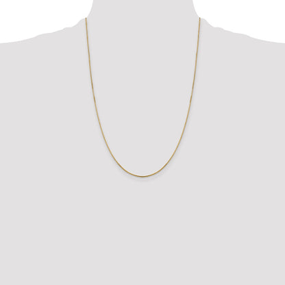 24 Inch 14K Yellow Gold 1mm Sparkle Octagonal Box Chain Necklace