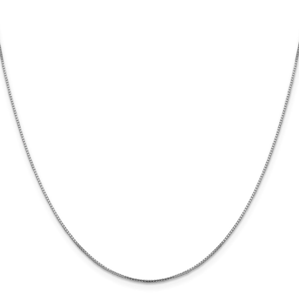 18 Inch 14K White Gold 1mm Sparkle Octagonal Box Chain Necklace