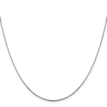 18 Inch 14K White Gold 1mm Sparkle Octagonal Box Chain Necklace