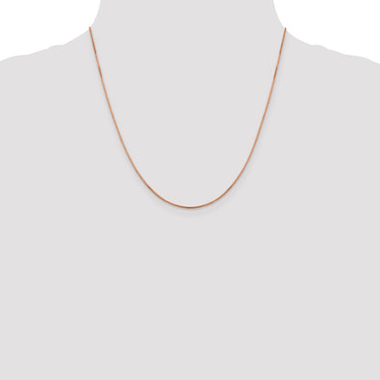 2 Inch 14K Rose Gold 1mm Sparkle Octagonal Box Chain Necklace