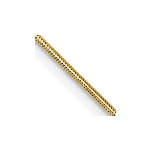 16 Inch 14K Yellow Gold .8mm Round Snake Chain Necklace