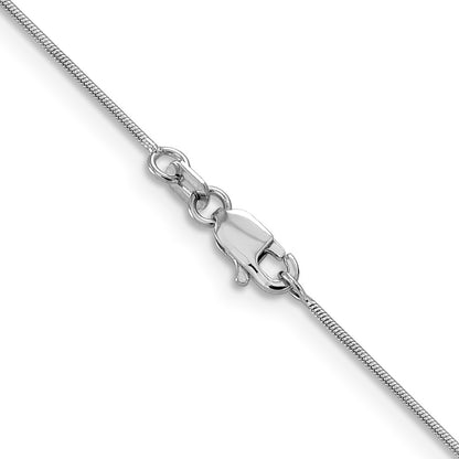 24 Inch 14K White Gold .8mm Round Snake Chain Necklace