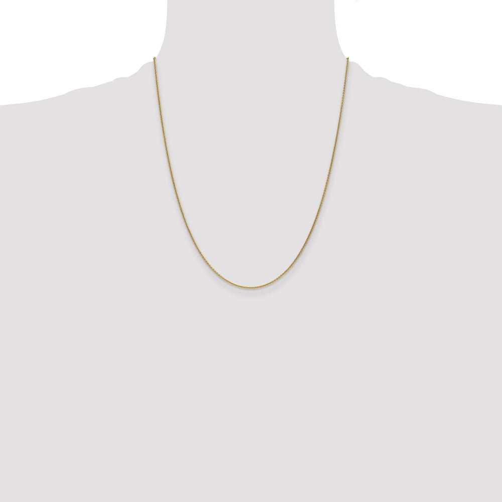 22 Inch 14K Yellow Gold 1.1mm Round Cable Chain Necklace