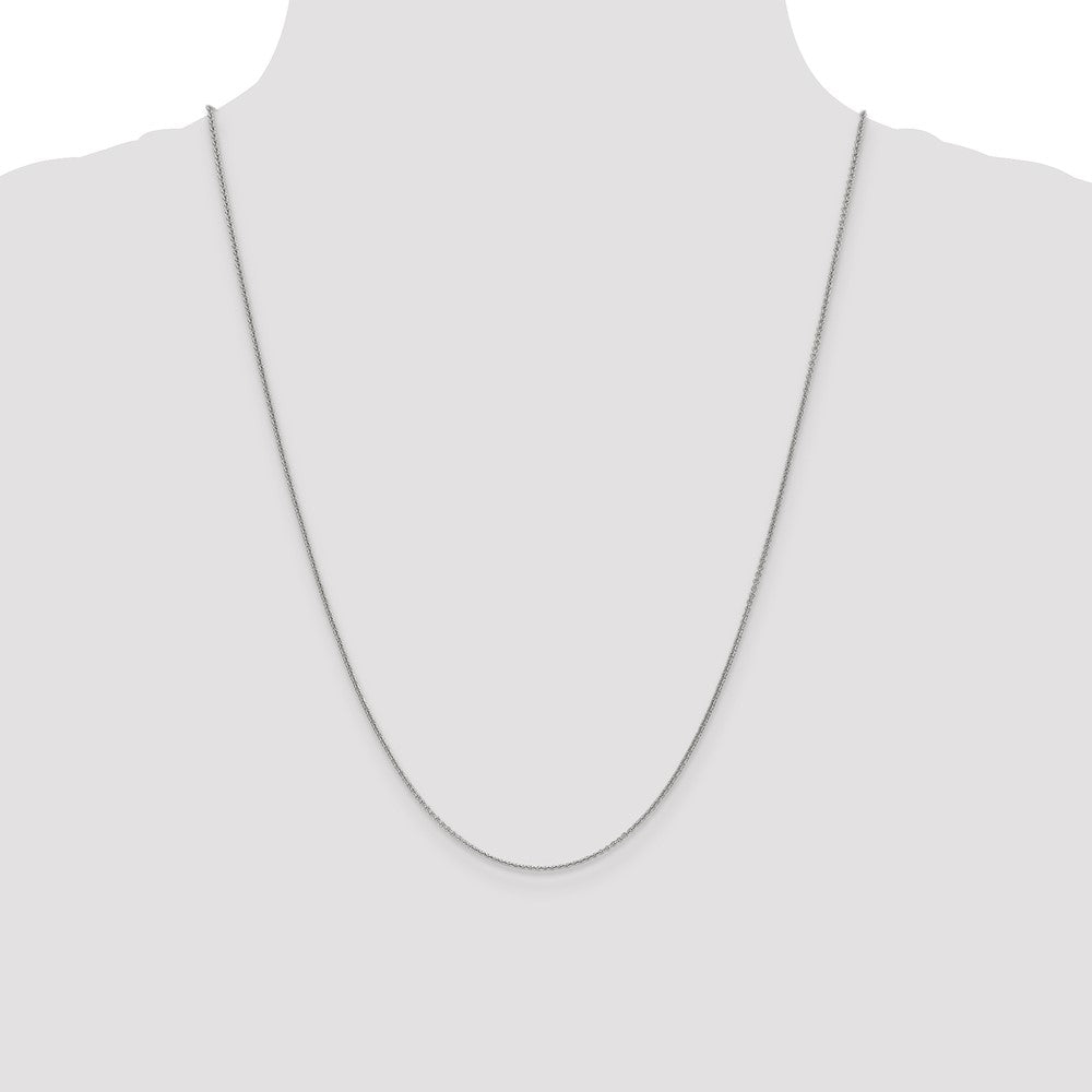 24 Inch 14K White Gold 1.1mm Round Cable Chain Necklace