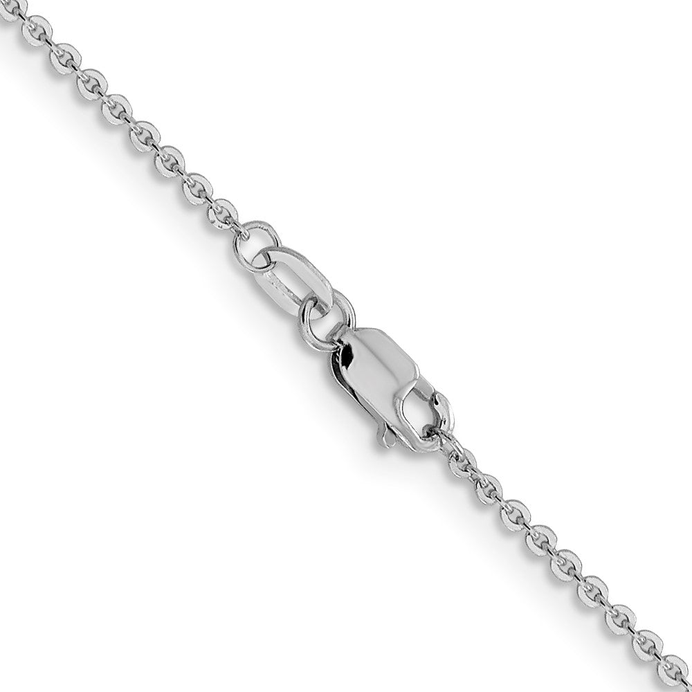 24 Inch 14K White Gold 1.4mm Flat Cable Chain Necklace
