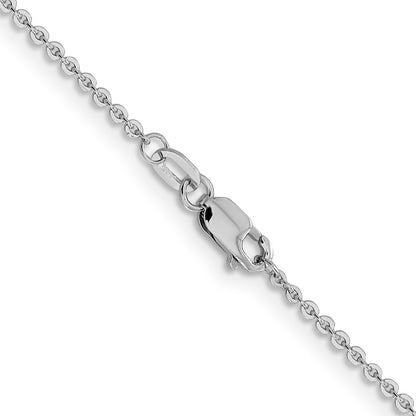 2 Inch 14K White Gold 1.4mm Flat Cable Chain Necklace