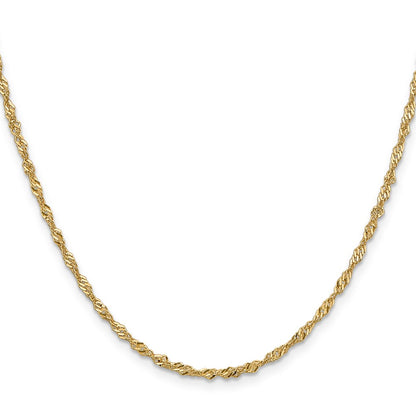24 Inch 14K Yellow Gold 1.9mm Singapore Chain Necklace