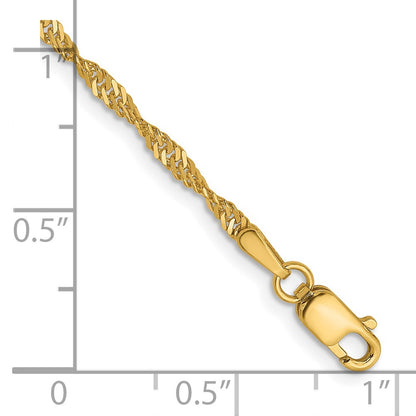 7 Inch 14K Yellow Gold 1.9mm Singapore Chain Bracelet