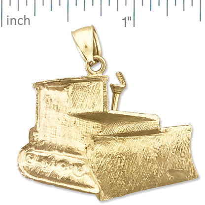 14K Gold Bulldozer Pendant