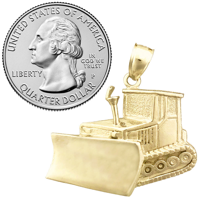 14K Gold Bulldozer Pendant