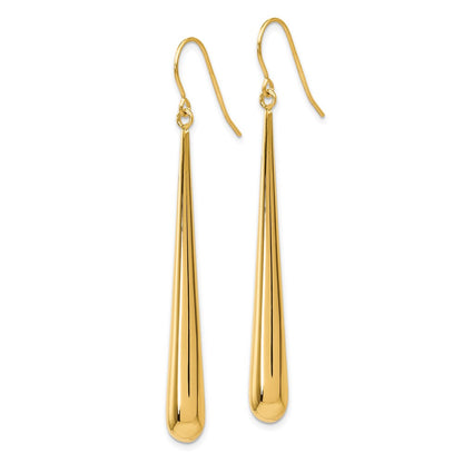 14K Yellow Gold Polished Shepherd Hook Earrings