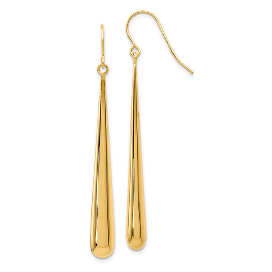 14K Yellow Gold Polished Shepherd Hook Earrings