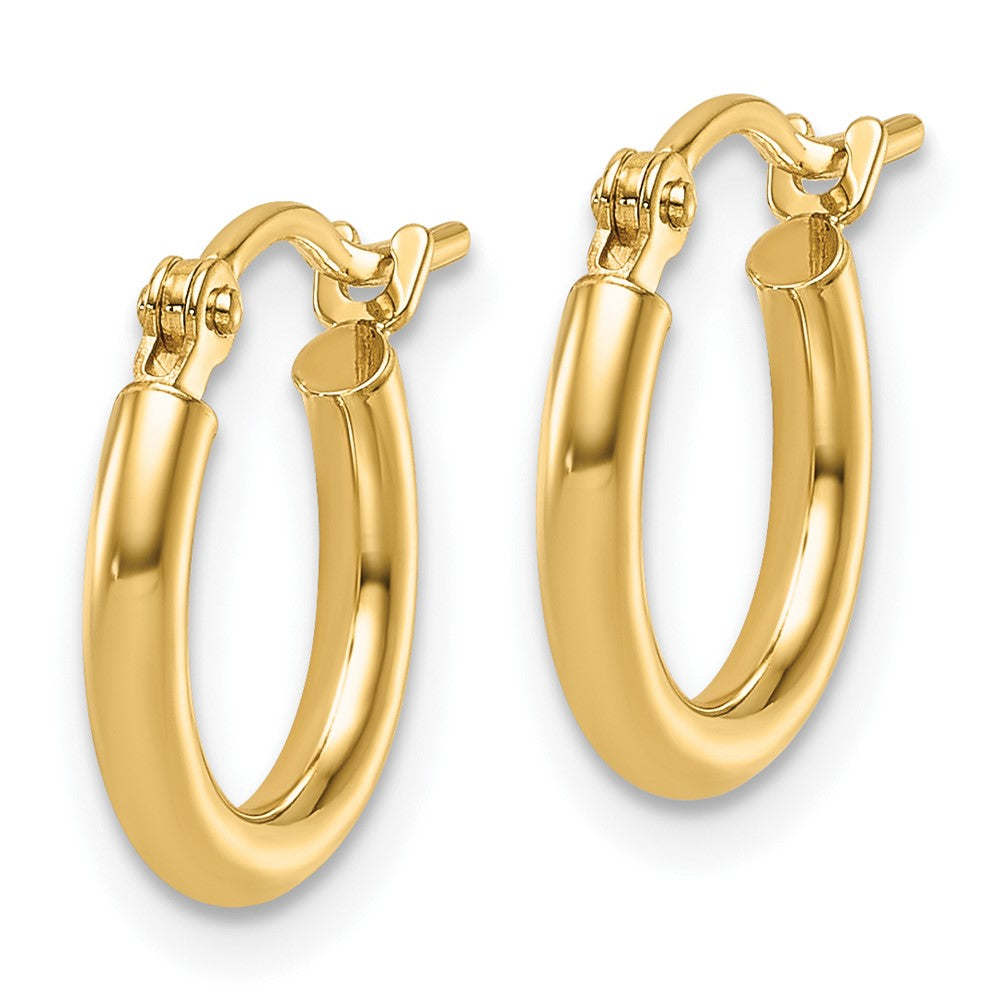 14K Yellow Gold 2X12mm Polished Hoop Earrings