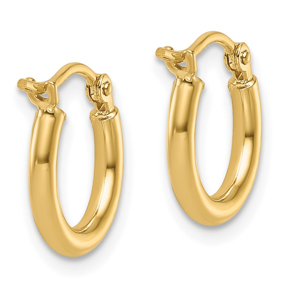 14K Yellow Gold 2X12mm Polished Hoop Earrings