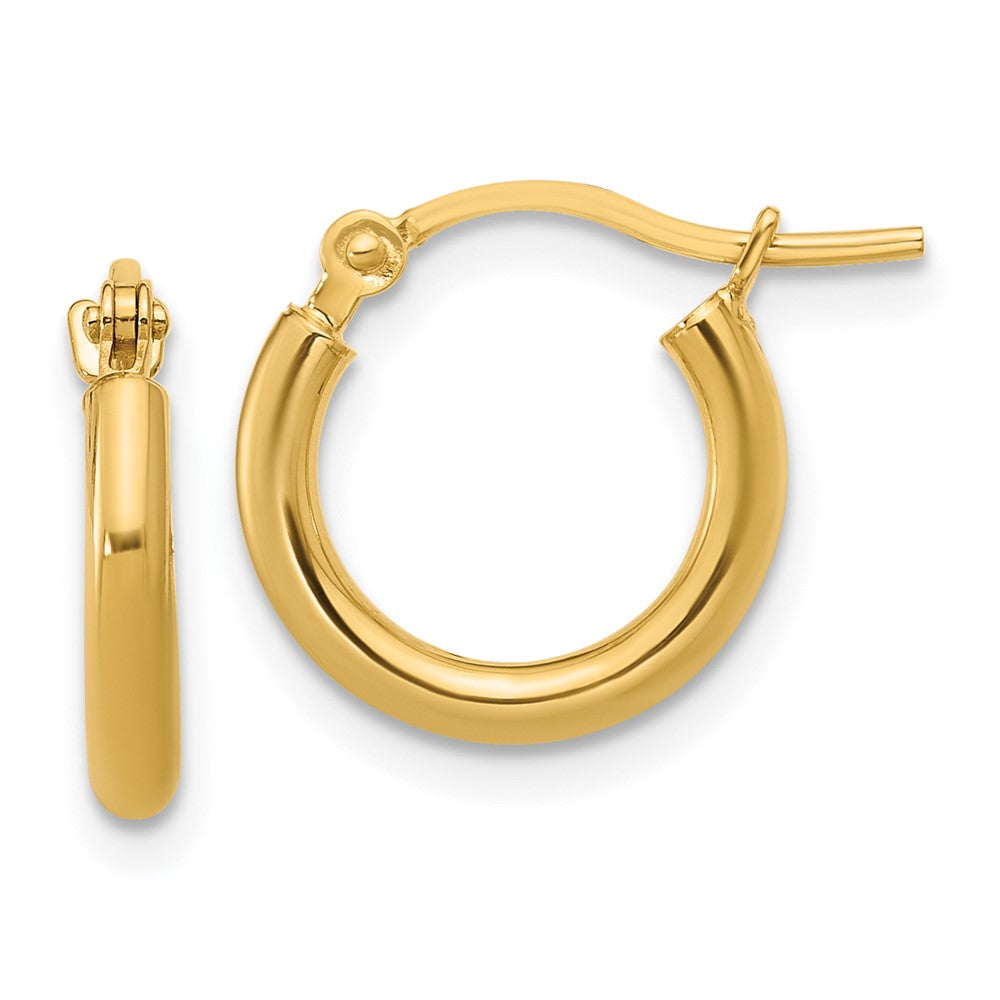 14K Yellow Gold 2X12mm Polished Hoop Earrings