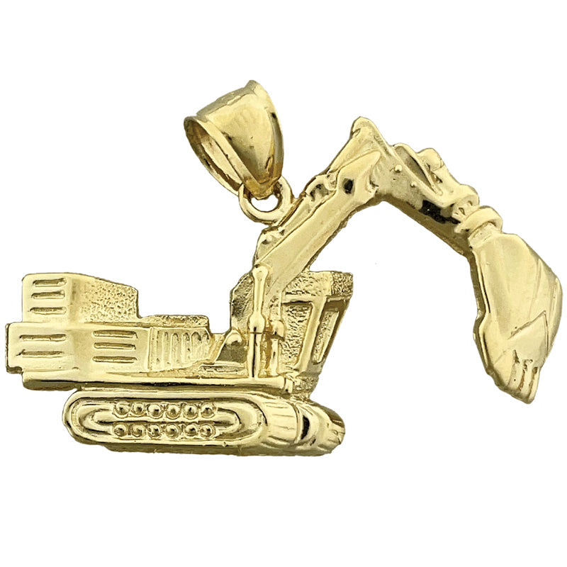 14K Gold Crawler Excavator Pendant