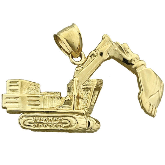 14K Gold Crawler Excavator Pendant