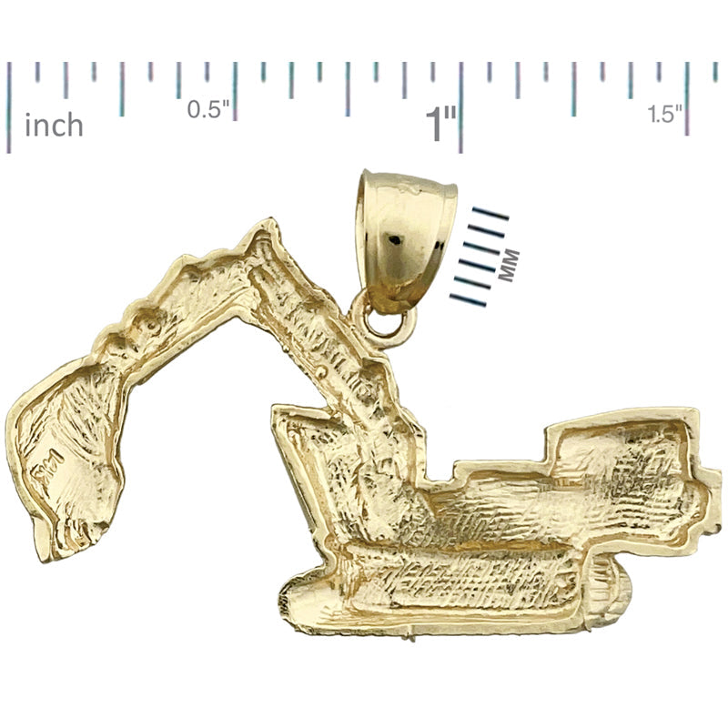 14K Gold Crawler Excavator Pendant