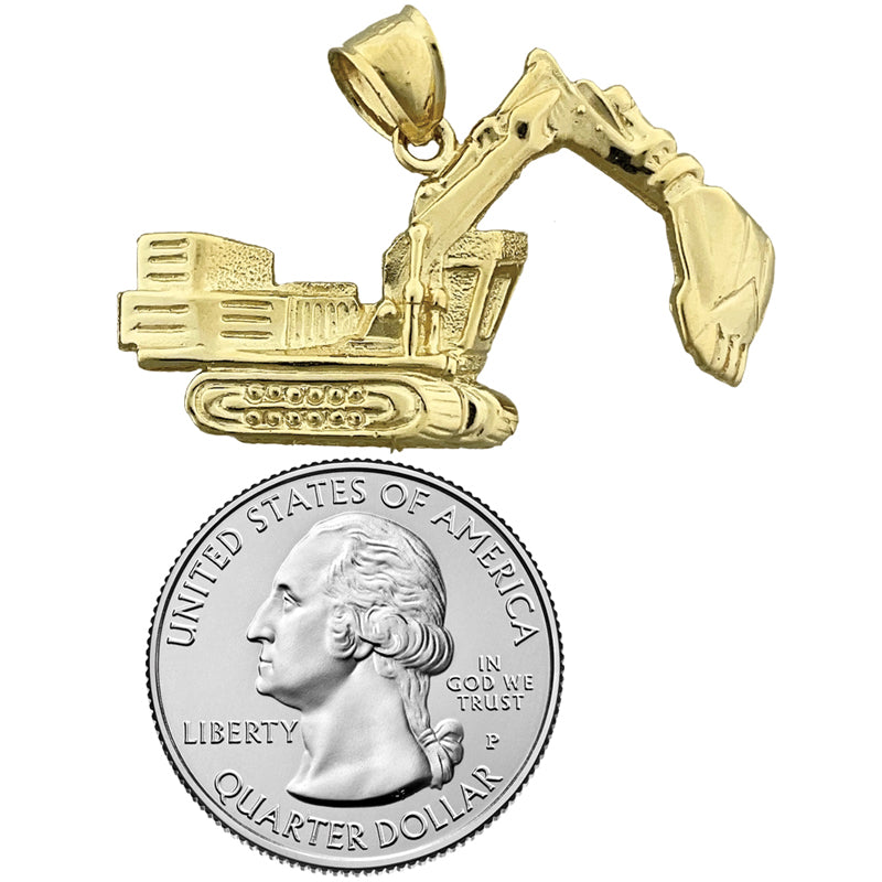 14K Gold Crawler Excavator Pendant