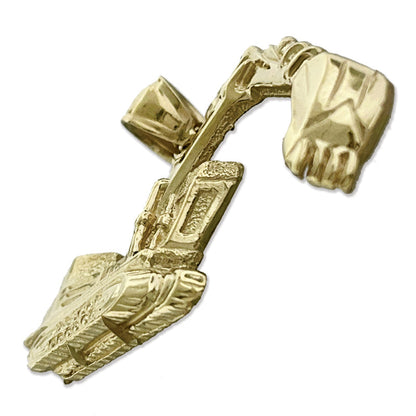 14K Gold Crawler Excavator Pendant