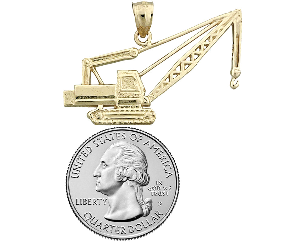 14K Gold Crawler Crane Pendant