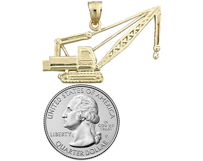 14K Gold Crawler Crane Pendant