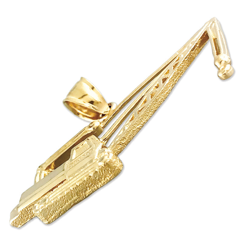 14K Gold Crawler Crane Pendant