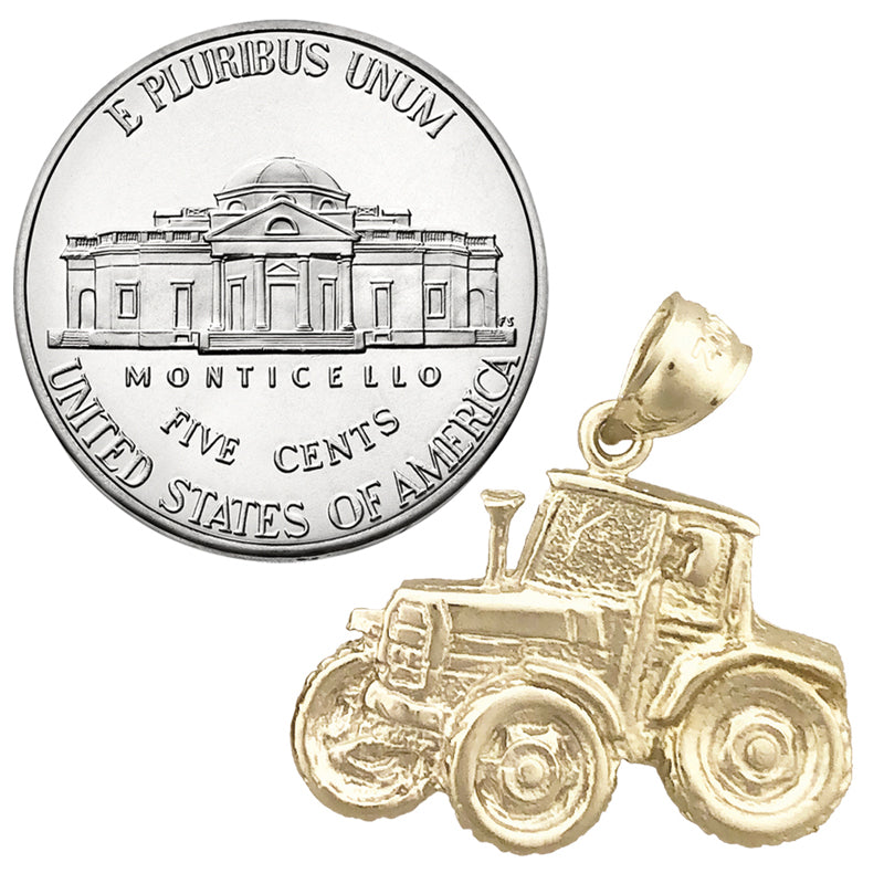 14K Gold Tractor Pendant
