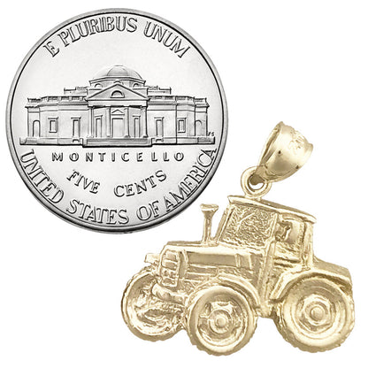 14K Gold Tractor Pendant