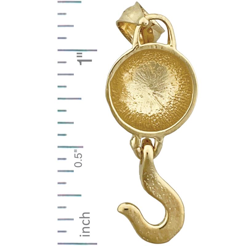 14K Gold Crane Hook Pendant
