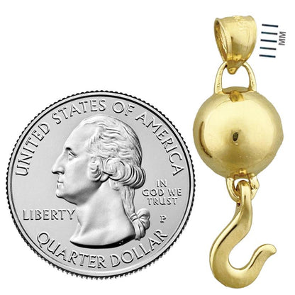 14K Gold Crane Hook Pendant