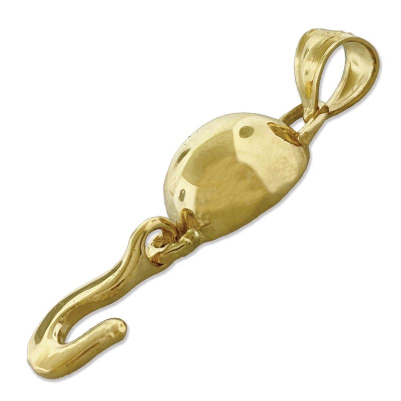 14K Gold Crane Hook Pendant