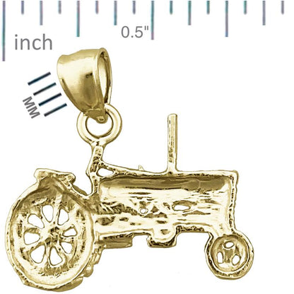 14K Gold Tractor Charm