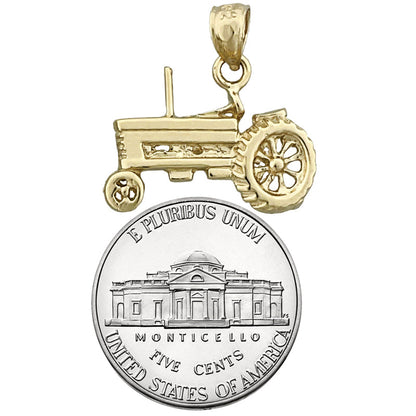 14K Gold Tractor Charm
