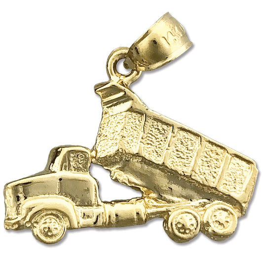 14K Gold Dump Truck Charm