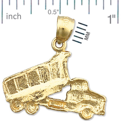 14K Gold Dump Truck Charm