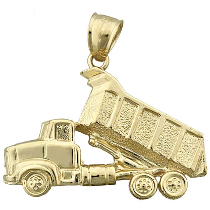 14K Gold Construction Dump Truck Pendant