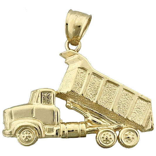 14K Gold Construction Dump Truck Pendant