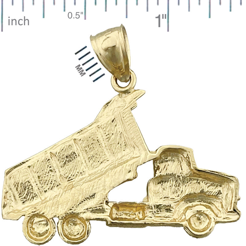 14K Gold Construction Dump Truck Pendant