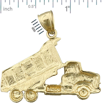 14K Gold Construction Dump Truck Pendant