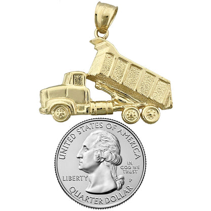 14K Gold Construction Dump Truck Pendant