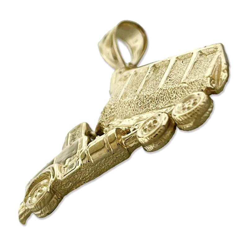 14K Gold Construction Dump Truck Pendant